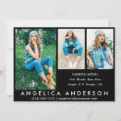 3 Fotos Modell Comp Card Blank Einladung (Vorderseite)