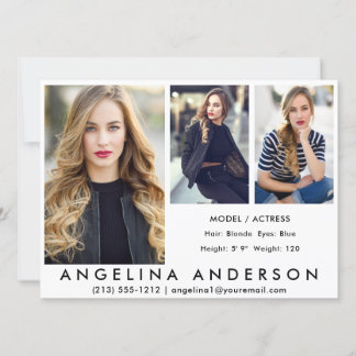 3 Fotos Modell-Hauptdarsteller-Comp-Karte, was Einladung