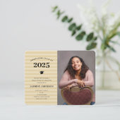 3 Fotos Moderne Gold Streifen Graduierungsparty Einladung (Stehend Vorderseite)