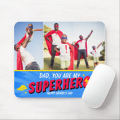 3 Fotos Niedliches Comic Superhero Fathontag Mousepad (Mit Mouse)