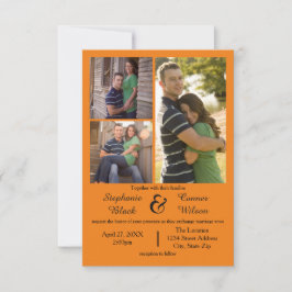 3 Fotos Orange - 3x5 Einladung zur Hochzeit