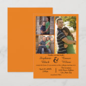3 Fotos Orange - 3x5 Einladung zur Hochzeit (Vorne/Hinten)