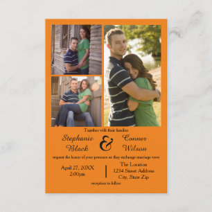 3 Fotos Orange - 3x5 Einladung zur Hochzeit