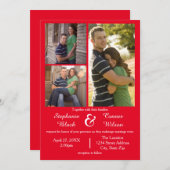 3 Fotos Rot - Einladung zur Hochzeit (Vorne/Hinten)