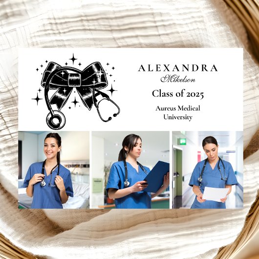 3 Fotos Schulabschluss in der Black Bow Nursing Sc Ankündigung