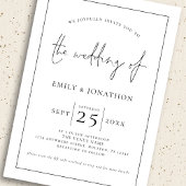 3 Fotos Script Line Border QR Schwarz-weiß Wedding Einladung