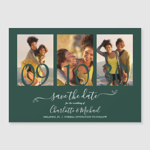 3 Fotos Smaragdgrüne Hochzeit Save The Date Magneteinladung