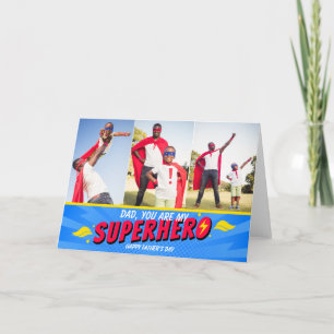 3 Fotos Süße Comic-Superhelden Vatertagskarte Dankeskarte
