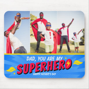 3 Fotos Süßer Comic-Superheld Vatertag Mousepad