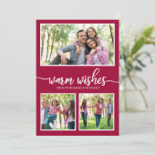 3 Fotos Warme wünscht Einfache Moderne Weihnachten Einladung (Stehend Vorderseite)