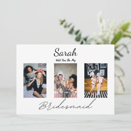 3 Fotos werden Sie mein Vorschlag für eine Brautju Einladung (Stehend Vorderseite)