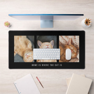 3 Fotos Zuhause ist dort, wo die Katze schwarz ist Schreibtischunterlage