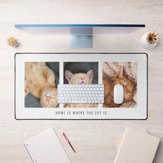 3 Fotos Zuhause ist, wo die Katze weiß ist Schreibtischunterlage (Büro 1)