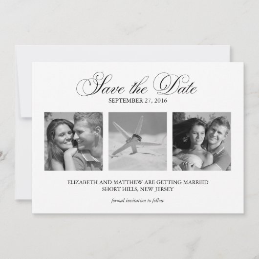 3-Fotovorlage Hochzeit speichern Sie das Datum Save The Date (Vorderseite)