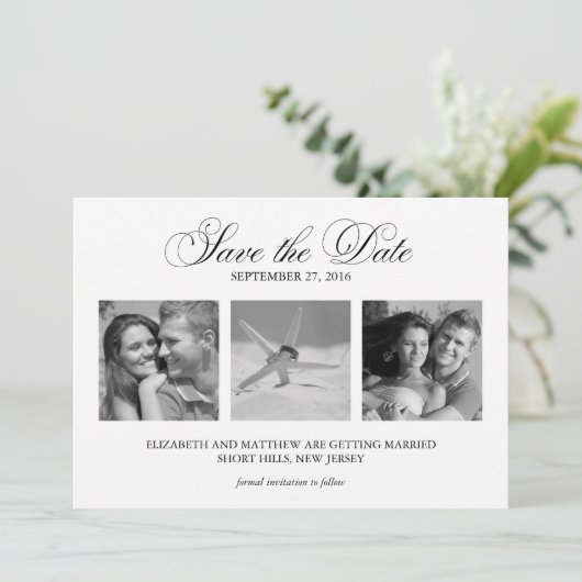 3-Fotovorlage Hochzeit speichern Sie das Datum Save The Date (Stehend Vorderseite)