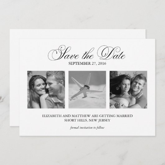 3-Fotovorlage Hochzeit speichern Sie das Datum Save The Date (Vorne/Hinten)