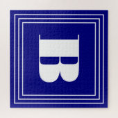 3 Frame Monogramm | Navy Blue & White Puzzle (Horizontal)