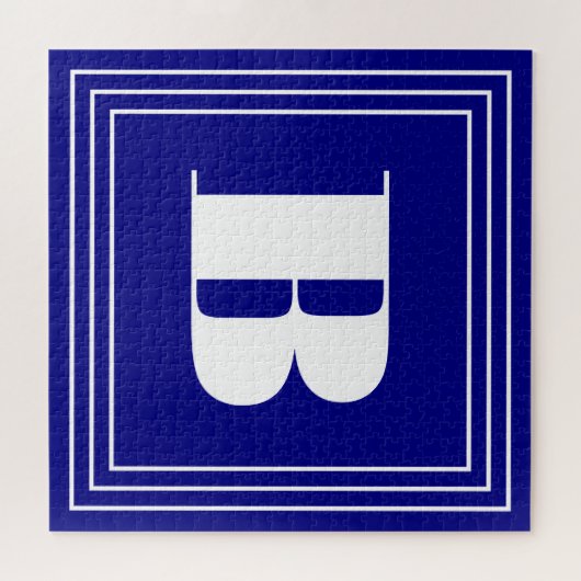 3 Frame Monogramm | Navy Blue & White Puzzle (Horizontal)