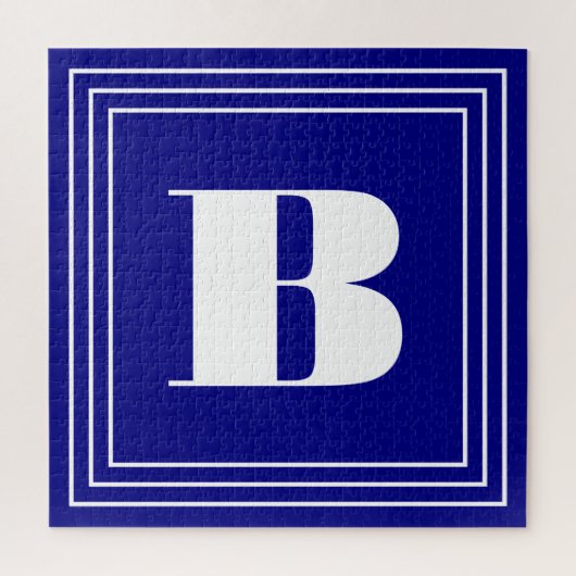 3 Frame Monogramm | Navy Blue & White Puzzle (Vertikal)
