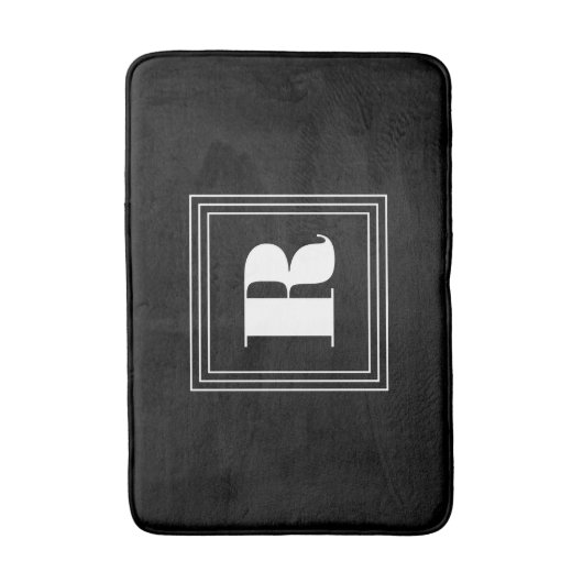 3 Frame Monogramm | Schwarz/Weiß Badematte (Vorderseite Vertikal)
