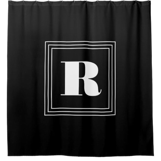 3 Frame Monogramm | Schwarz/Weiß Duschvorhang (Vorderseite)