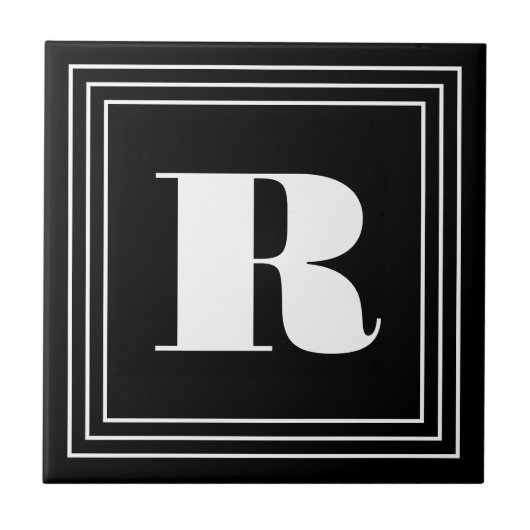 3 Frame Monogramm | Schwarz/Weiß Fliese (Vorderseite)