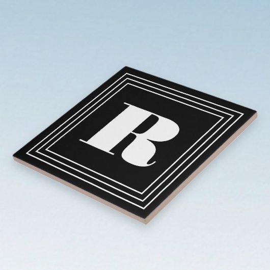 3 Frame Monogramm | Schwarz/Weiß Fliese