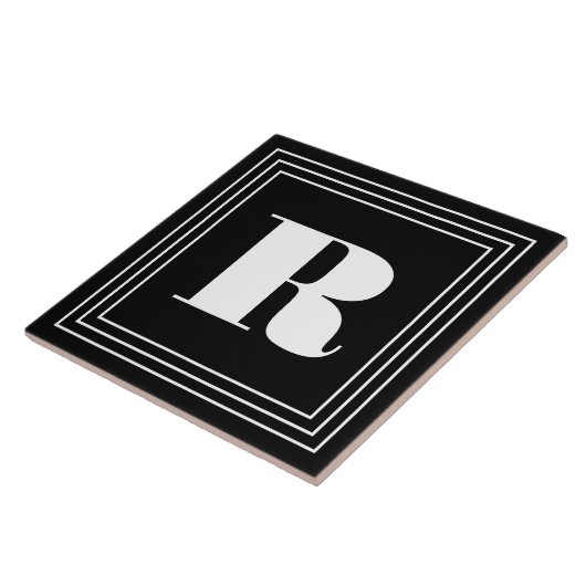 3 Frame Monogramm | Schwarz/Weiß Fliese (Seite)