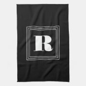 3 Frame Monogramm | Schwarz/Weiß Geschirrtuch (Vertikal)