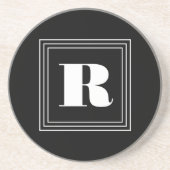3 Frame Monogramm | Schwarz/Weiß Getränkeuntersetzer (Vorne)
