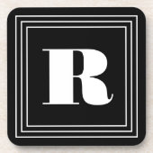 3 Frame Monogramm | Schwarz/Weiß Getränkeuntersetzer (Vorderseite)