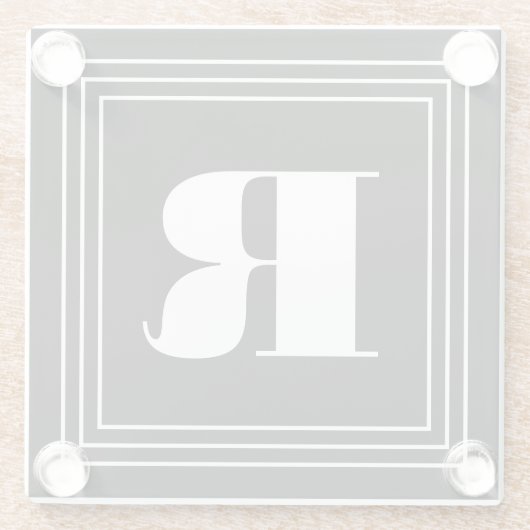 3 Frame Monogramm | Schwarz/Weiß Glasuntersetzer (Rückseite)
