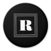 3 Frame Monogramm | Schwarz/Weiß Keramikknauf (Vorderseite)