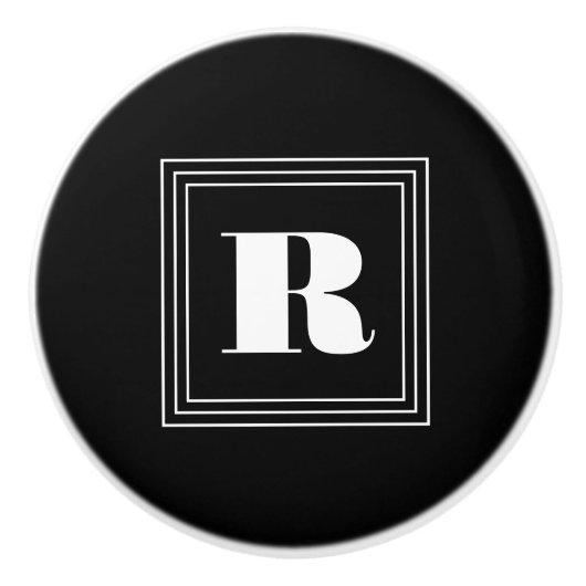 3 Frame Monogramm | Schwarz/Weiß Keramikknauf (Vorderseite)