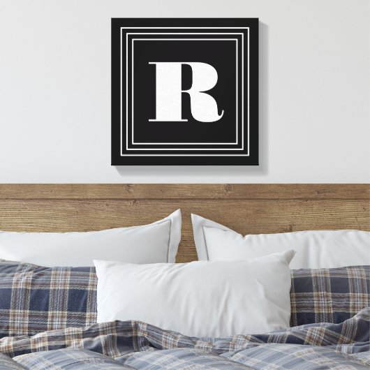 3 Frame Monogramm | Schwarz/Weiß Leinwanddruck (Insitu (Schlafzimmer))