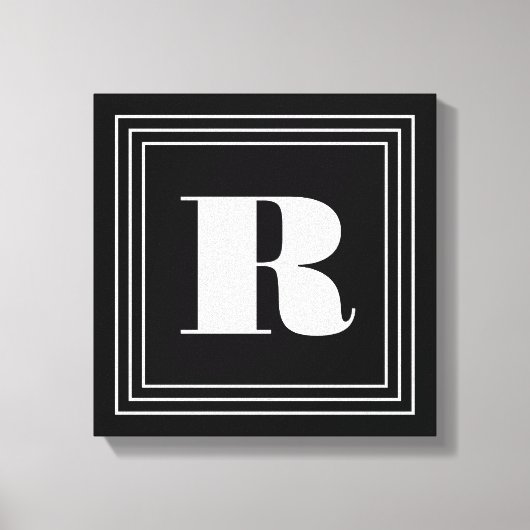 3 Frame Monogramm | Schwarz/Weiß Leinwanddruck (Vorderseite)