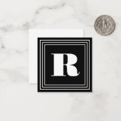 3 Frame Monogramm | Schwarz/Weiß Mitteilungskarte (Vorderseite/Rückseite Beispiel)