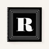 3 Frame Monogramm | Schwarz/Weiß Notizblock (Vorderseite)