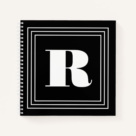3 Frame Monogramm | Schwarz/Weiß Notizblock (Vorderseite)