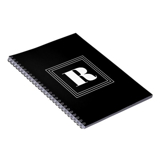 3 Frame Monogramm | Schwarz/Weiß Notizblock (Rechte Seite)