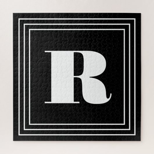 3 Frame Monogramm | Schwarz/Weiß Puzzle (Vertikal)
