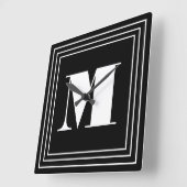 3 Frame Monogramm | Schwarz/Weiß Quadratische Wanduhr (Winkel)