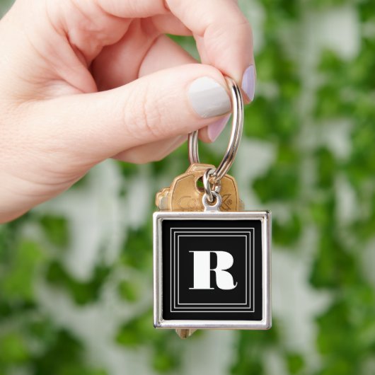 3 Frame Monogramm | Schwarz/Weiß Schlüsselanhänger (Hand)