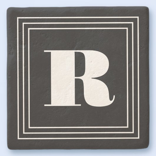 3 Frame Monogramm | Schwarz/Weiß Steinuntersetzer