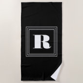 3 Frame Monogramm | Schwarz/Weiß Strandtuch (Vorderseite)