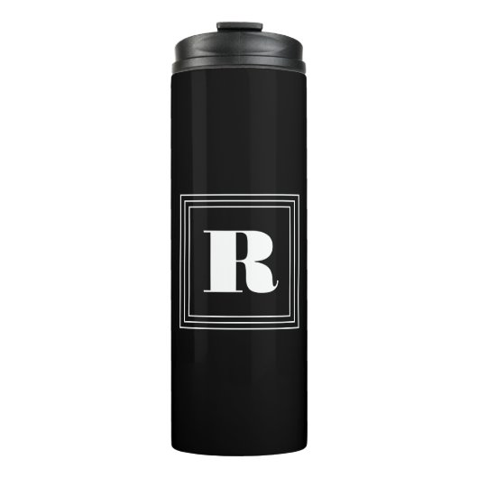 3 Frame Monogramm | Schwarz/Weiß Thermosbecher (Vorderseite)