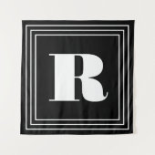 3 Frame Monogramm | Schwarz/Weiß Wandteppich (Vorderseite)