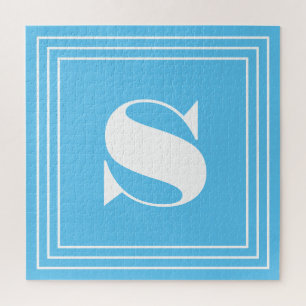 3 Frame Monogramm   Sky Blue & White Puzzle