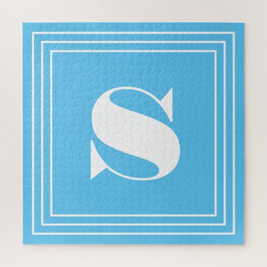 3 Frame Monogramm | Sky Blue & White Puzzle (Vertikal)