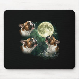 3 französische Bulldogge heult zum Mond im Vintage Mousepad